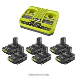 RYOBI 18-V-1+1,5-Ah-Lithium-Starterkit Batterien und Ladegeräte 6V8HV6678