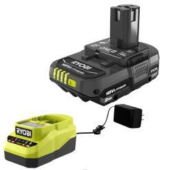 RYOBI 18-V-1+2-Ah-Lithiumbatterie und Ladegerät-Starterkit Batterien und Ladegeräte 6V8HV6683