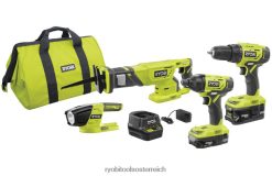 RYOBI 18-V-Kombi-Set mit einem und vier Werkzeugen Elektrowerkzeuge 6V8HV6865