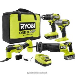 RYOBI 18-V-Kombi-Set mit einem und vier Werkzeugen Elektrowerkzeuge 6V8HV6873