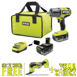 RYOBI 18V One+ HP bürstenloser 4-Modus-1/2-Schlagschraubersatz mit hohem Drehmoment und kostenlosem 18V One+ HP bürstenlosem Multitool und kostenlosem Werkzeug Ihrer Wahl Elektrowerkzeuge 6V8HV66