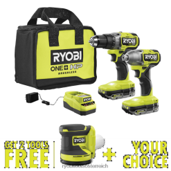 RYOBI 18V One+ HP bürstenloses 2-Werkzeug-Kombiset mit kostenlosem 18V One+ Exzenterschleifer und kostenlosem Werkzeug Ihrer Wahl Elektrowerkzeuge 6V8HV613