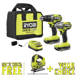 RYOBI 18V One+ HP bürstenloses 2-Werkzeug-Kombiset mit kostenloser 18V One+ HP bürstenloser Stichsäge und frei wählbarem Werkzeug Ihrer Wahl Elektrowerkzeuge 6V8HV615