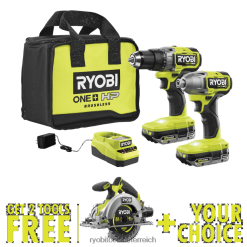 RYOBI 18V One+ HP bürstenloses 2-Werkzeug-Kombiset mit kostenloser 18V One+ HP kompakter bürstenloser 6-1/2-Kreissäge und frei wählbarem Werkzeug Ihrer Wahl Elektrowerkzeuge 6V8HV610