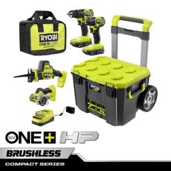 RYOBI 18V One+ HP kompaktes bürstenloses Kombiset mit 4 Werkzeugen Elektrowerkzeuge 6V8HV617