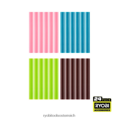 RYOBI 24 Stk. Klebestifte in voller Größe und verschiedenen Farben Zubehör 6V8HV6741