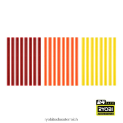 RYOBI 24 Stk. Mini-Klebestifte in warmen Farben Zubehör 6V8HV6747