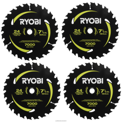 RYOBI 4 Stk. 7-1/4 x 24t Hartmetallzähne-Kreissägeblattsatz mit dünner Schnittfuge Zubehör 6V8HV6723