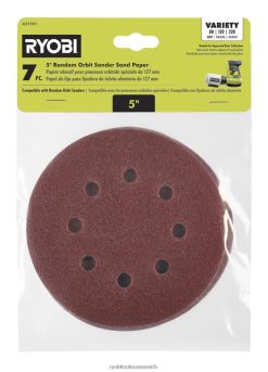 RYOBI 7 Stk. 5 Exzenterschleifer-Schleifpapier Zubehör 6V8HV6767