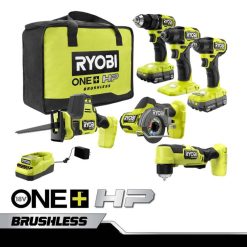 RYOBI Kompaktes bürstenloses 18-V-One+-HP-Kombikit mit 6 Werkzeugen Elektrowerkzeuge 6V8HV6860
